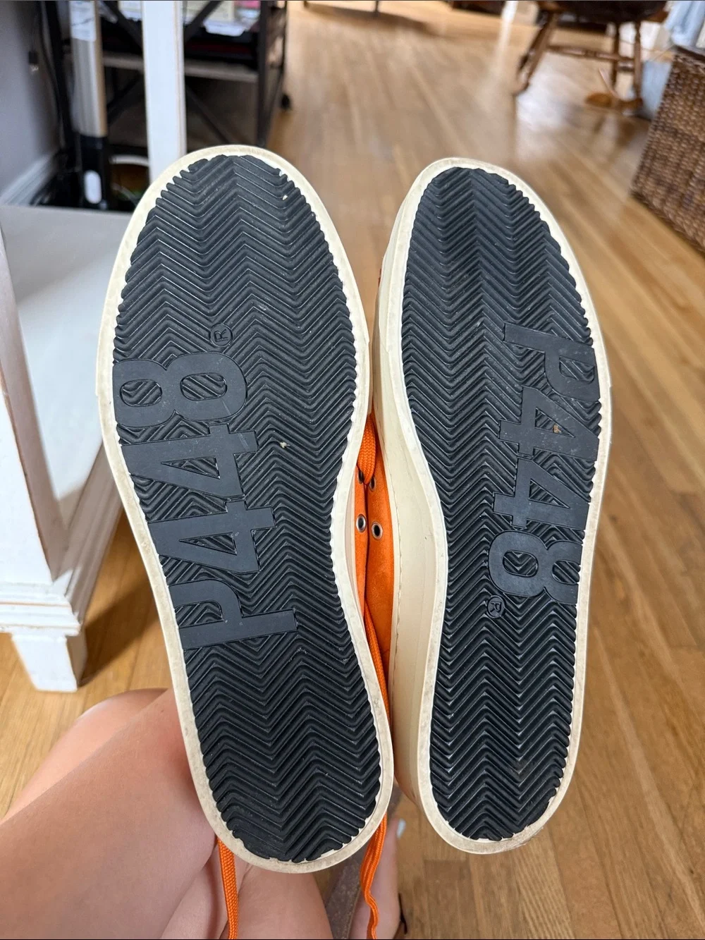P448 Orange Suede Low-Top Sneakers